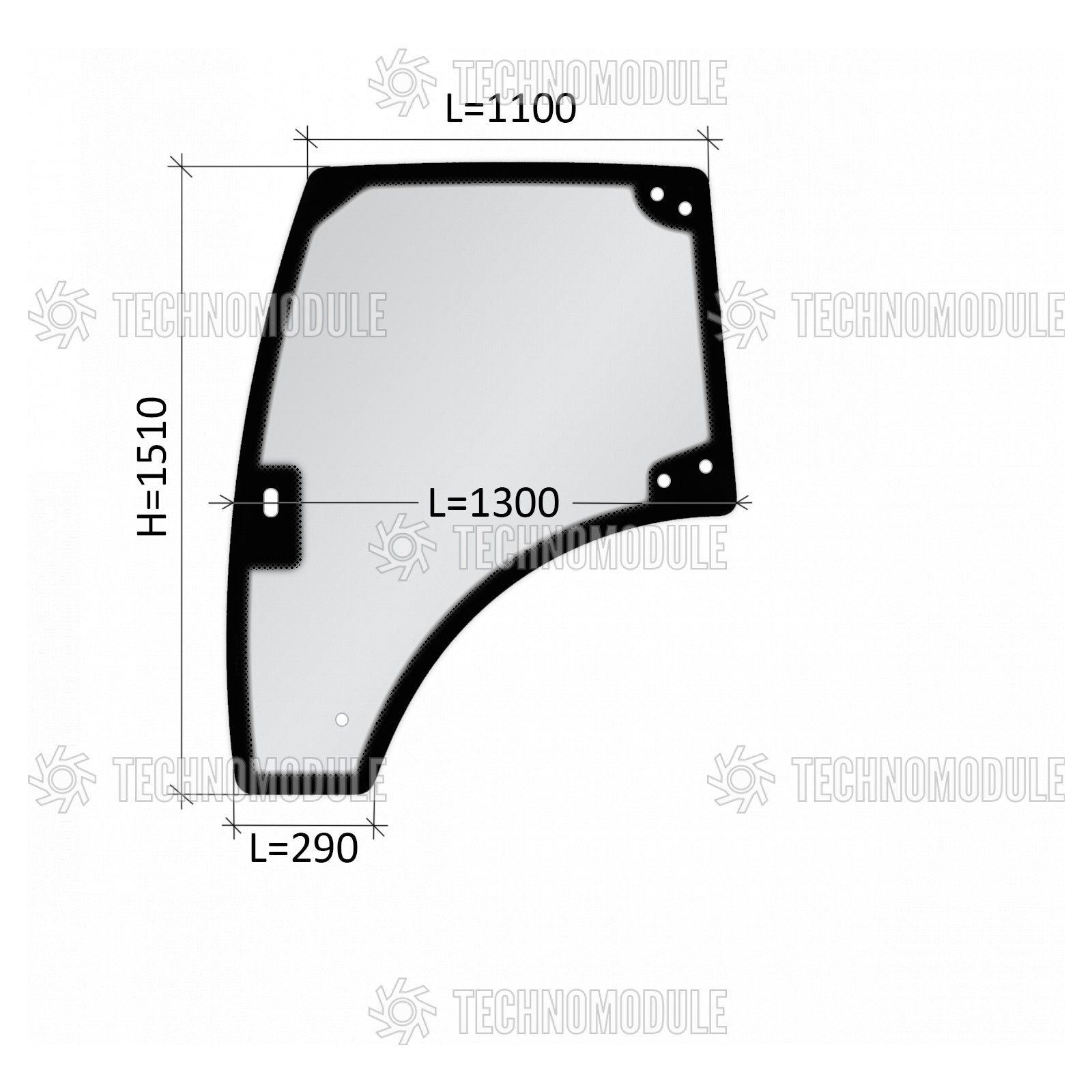 Скло двері лівої Lovol 854 - Зображення 2 Скло двері лівої Lovol 854 - Зображення 2