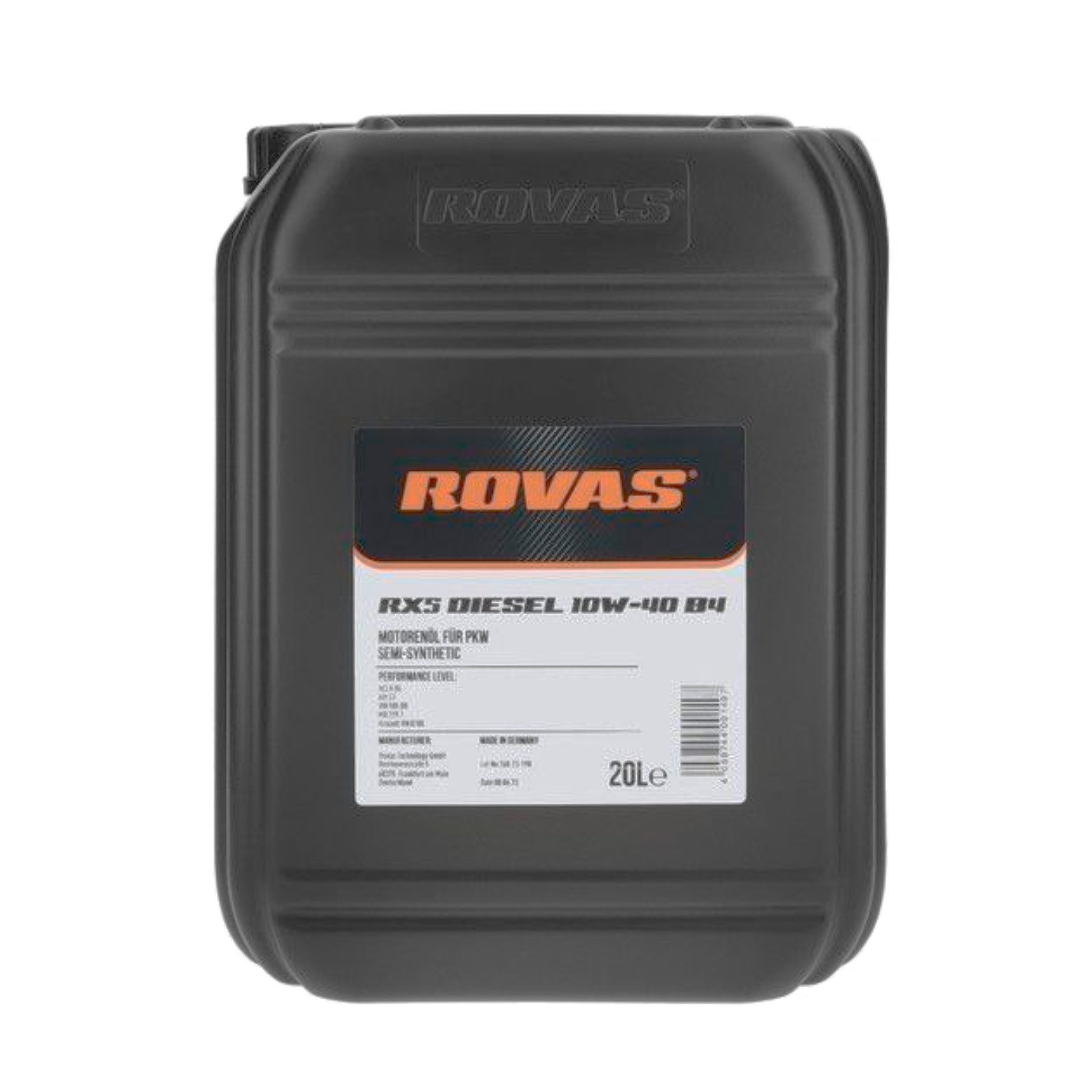 Моторное масло полусинтетическое Rovas Diesel 10W-40 B4 20L