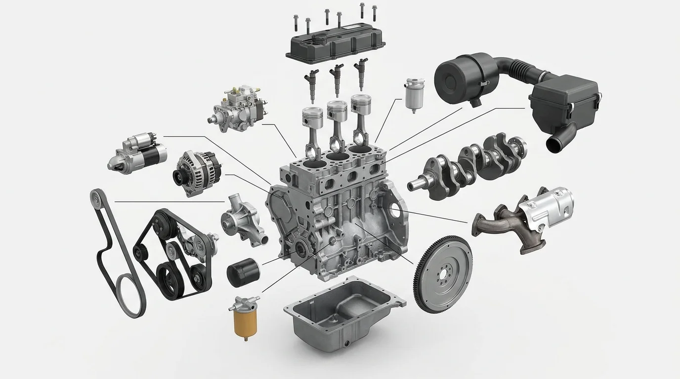 KM385BT engine kit components diagram